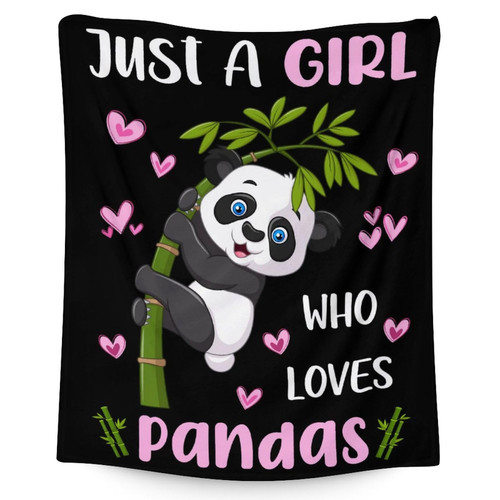 Panda Throw Blanket - Soft, Fuzzy & Warm - 40x50 Inches Flannel Blankets for Travel, Office - Black Cute Throws Gift for Girls