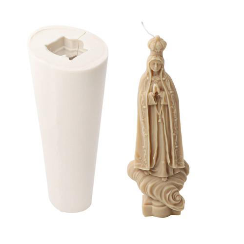 Xidmold 3D Virgin Mary Candle Mold, Virgin Mother Mary Silicone Mold for Sculpture, Scented Candle, Soap, Gypsum, Resin Art, Religious Home Decor (A)