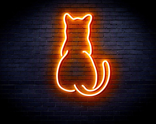 ADVPRO Cat Kitten Back Pet Flex Silicone LED Neon Sign Orange st16s32-fnu0023-o