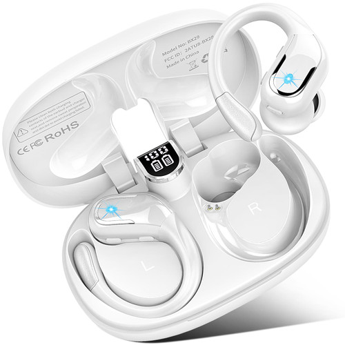 Wireless Earbud, 2023 Sport Wireless Bluetooth 5.3 Earbud with HiFi Stereo, 75H Wireless Headphones with Noise Cancelling Mic, IP7 Waterproof Bluetooth Earphones, LED Display, Button Control, White Wireless Earbud, 2023 Sport Wireless Bluetooth 5.3 Earbud with HiFi Stereo, 75H Wireless Headphones with Noise Cancelling Mic, IP7 Waterproof Bluetooth Earphones, LED Display, Button Control, White