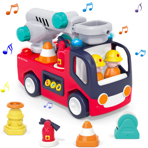 Baby Musical Fire Truck Toys-Early Educational Learning Rescue Vehicle For 18 Month Baby With Light & Sound,Musical Crawling Baby Car Toys, Pretending Play Birthday Gifts For 1 2 3 Year Old Boy Girl Baby Musical Fire Truck Toys-Early Educational Learning Rescue Vehicle For 18 Month Baby With Light & Sound,Musical Crawling Baby Car Toys, Pretending Play Birthday Gifts For 1 2 3 Year Old Boy Girl