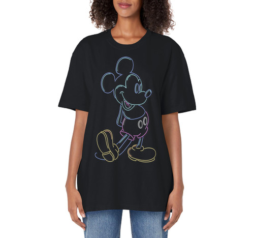Disney Mickey And Friends Mickey Mouse Neon Line Portrait Adult Oversized Vintage T-Shirt Disney Mickey And Friends Mickey Mouse Neon Line Portrait Adult Oversized Vintage T-Shirt