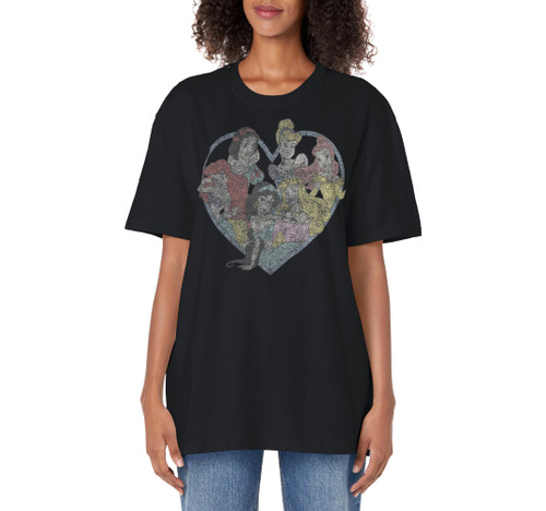 Disney Princess Valentine's Day Heart Adult Oversized Vintage T-Shirt