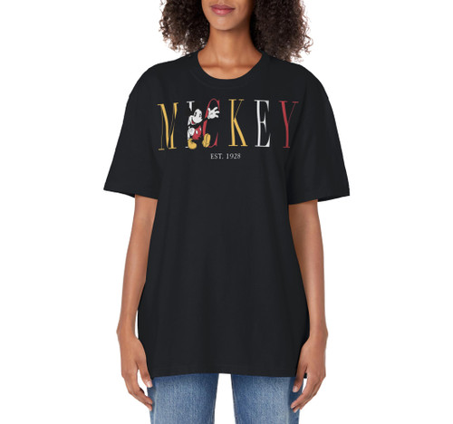 Disney Mickey And Friends Mickey Mouse Est. 1928 Simple Text Adult Oversized Vintage T-Shirt Disney Mickey And Friends Mickey Mouse Est. 1928 Simple Text Adult Oversized Vintage T-Shirt