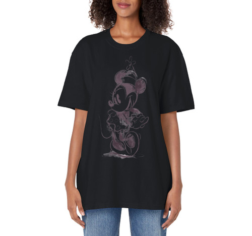 Disney Mickey And Friends Minnie Mouse Sketch Portrait Adult Oversized Vintage T-Shirt