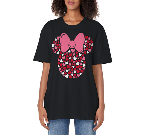 Disney Minnie Mouse Icon Pink Hearts Valentine's Day Adult Oversized Vintage T-Shirt