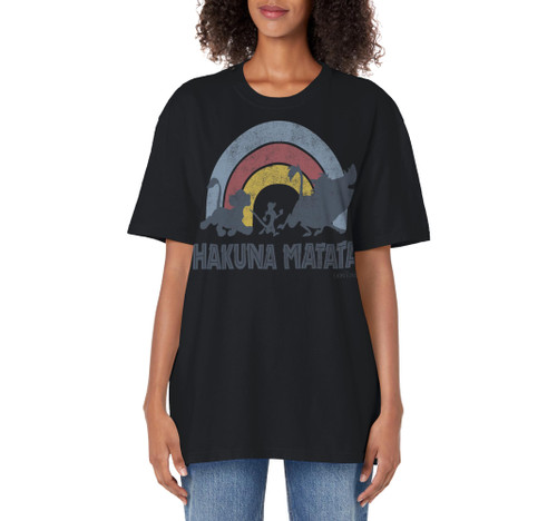 Disney The Lion King Hakuna Matata Distressed Rainbow Logo Adult Oversized Vintage T-Shirt