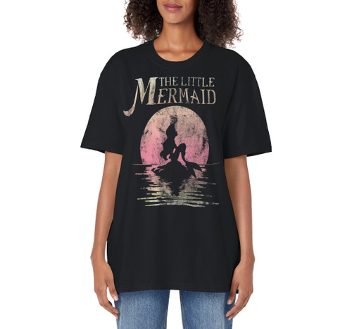 Disney The Little Mermaid Ariel Rock Moon Silhouette Adult Oversized Vintage T-Shirt Disney The Little Mermaid Ariel Rock Moon Silhouette Adult Oversized Vintage T-Shirt