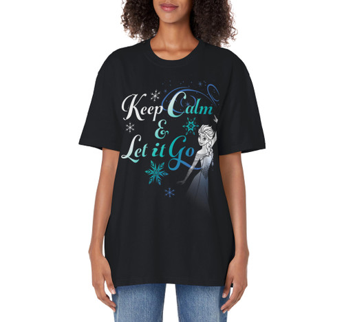 Disney Frozen Elsa Keep Calm & Let It Go Graphic Adult Oversized Vintage T-Shirt