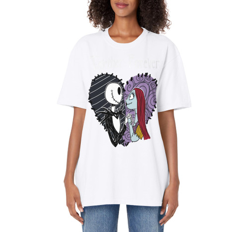 Disney The Nightmare Before Christmas Jack & Sally Together Adult Oversized Vintage T-Shirt