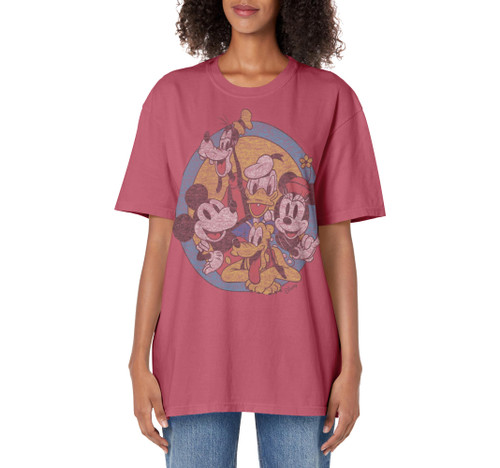 Disney Mickey And Friends Retro Group Shot Adult Oversized Vintage T-Shirt Disney Mickey And Friends Retro Group Shot Adult Oversized Vintage T-Shirt