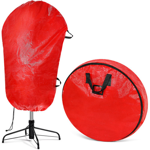 Abbylike 2 Pack Upright Christmas Tree Wreath Storage Bag Fits 7.5 ft Artificial Xmas Tree and 30" Wreaths, Christmas Tree Bag with Drawstring Hem, Zipper, and Carrying Handles Plastic, Waterproof