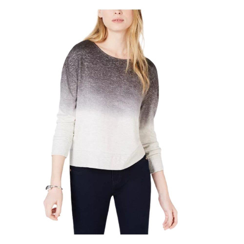 bar III Womens Knit Dip-Dye Pullover Sweater Gray M