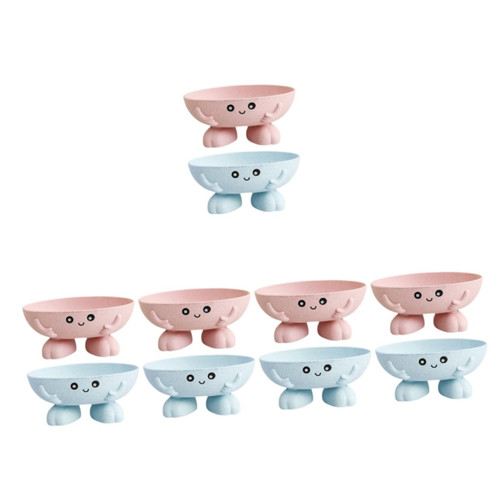ULTECHNOVO 10 pcs Wheat Straw Soap Dish Shower soap Dish soap Dish with Drain soap Dishes for Bathroom Cute soap Holder soap Holder Shower Kitchen soap Holder soap Holder Tray Child Cartoon