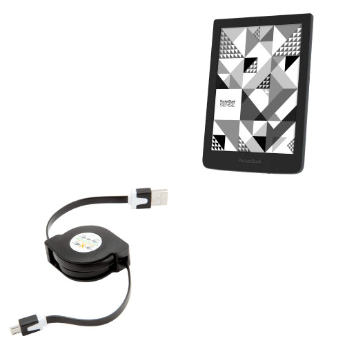 Cable for Pocketbook Sense (Cable by BoxWave) - miniSync, Retractable, Portable Sync Cable for Pocketbook Sense