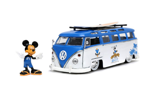 Jada Toys Disney Mickey and Friends 1:24 Volkswagen T1 Bus Die-cast Car w/ 2.75" Mickey Mouse Figure, Toys for Kids and Adults Jada Toys Disney Mickey and Friends 1:24 Volkswagen T1 Bus Die-cast Car w/ 2.75" Mickey Mouse Figure, Toys for Kids and Adults
