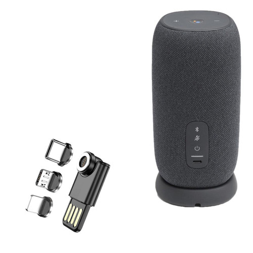 BoxWave Cable Compatible with JBL Link Portable (Cable by BoxWave) - MagnetoSync Mini Adapter, Magnet Charging Cable USB Type-C Micro USB for JBL Link Portable - Jet Black