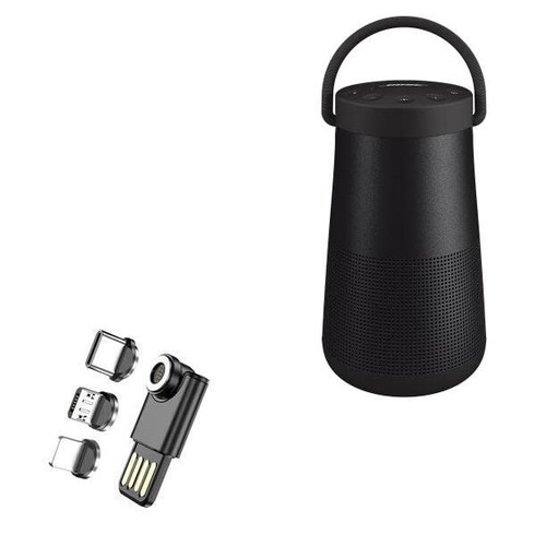 BoxWave Cable Compatible with Bose SoundLink Revolve+ II (Cable by BoxWave) - MagnetoSync Mini Adapter, Magnet Charging Cable USB Type-C Micro USB for Bose SoundLink Revolve+ II - Jet Black