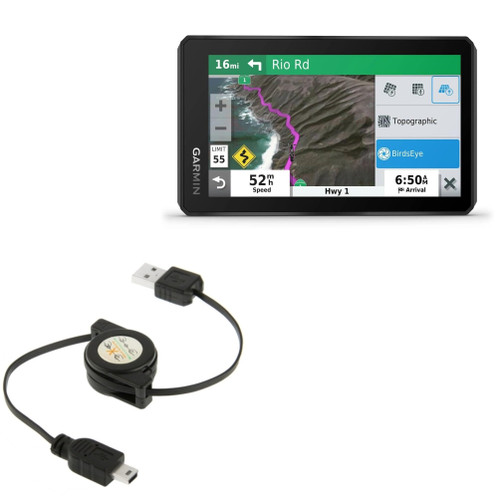 BoxWave Cable Compatible with Garmin zumo XT - miniSync, Retractable, Portable Sync Cable