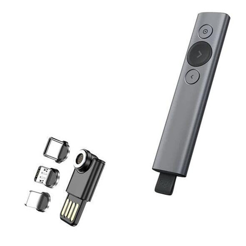BoxWave Cable Compatible with Logitech Spotlight Presentation Remote (Cable by BoxWave) - MagnetoSync Mini Adapter, Magnet Charging Cable USB Type-C Micro USB - Jet Black