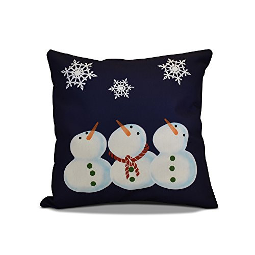 E by design PHGN639BL1-16 16 x 16 inch, Decorative Holiday Pillow, Geometric Print, Navy Blue