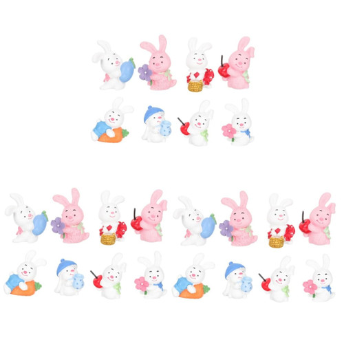 VOSAREA 24 Pcs Rabbit Ornament Bunny Mini Bunny Figurines Miniature Rabbit Figurines Mini Decor car Models Miniature Bunnies Rabbit Resin Craft Mini Animals Figures Bunny Statue Cute