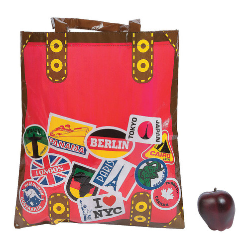 Fun Express - Around The World Laminated Tote Bags - Apparel Accessories - Totes - Novelty Totes - 12 Pieces