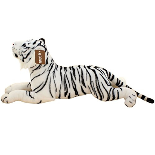 JESONN Realistic Stuffed Animals Grovel Tiger Plush Toys Pillows,23.6" or 60 Centimeter (White) JESONN Realistic Stuffed Animals Grovel Tiger Plush Toys Pillows,23.6" or 60 Centimeter (White)