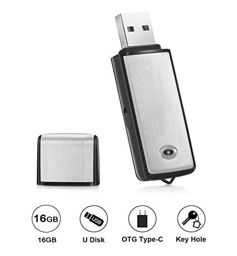 Voice Recorder by Lgsixe USB Flash Drive 384Kbps Digital Voice Recording 16gb No Flashing Light When Recording,Compatible with Windows,Android OTG Mini Recorder