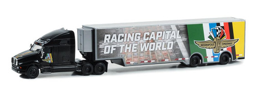 Greenlight 30454 IndyCar Kenworth T2000 Indianapolis Motor Speedway Wheel, Wings & Flag Transporter (Hobby Exclusive) 1:64 Scale