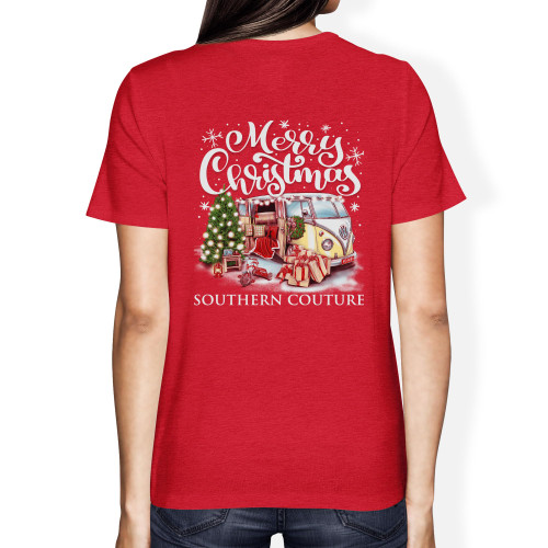 Southern Couture Merry Christmas Van Red Cotton Christmas Fashion T-Shirt, XX-Large Southern Couture Merry Christmas Van Red Cotton Christmas Fashion T-Shirt, XX-Large