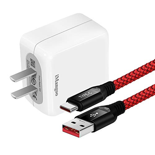 iMangoo OnePlus 6T Dash Charging Charger 6.6ft Dash Charge Cable Long Braided Cord Fast Data Syncing USB Type-c Cable Charging Rapidly 5V 4A Adapter Power Bundle for OnePlus 6 T 3 3T 5 5T Red Cable