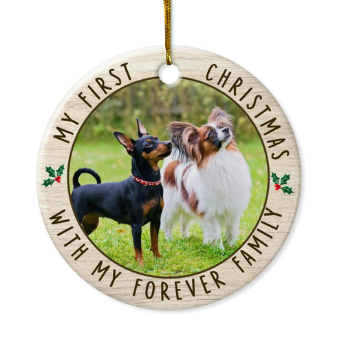 Personalized Christmas Ornament 2023 Customized Dog Picture Ornament Dog's 1st Christmas Ceramic Keepsake Pet Photo Print Ornament Christmas Decoration Tree Xmas Keepsake