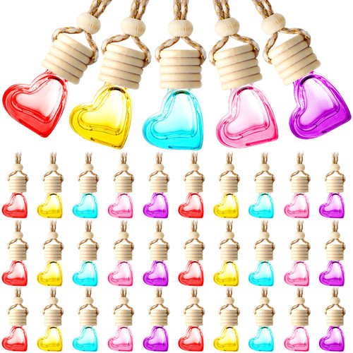 50 Pcs Hanging Car Air Freshener Car Diffuser Bottles Empty Glass Perfume Bottles Air Freshener Diffuser Bottle Pendant for Essential Oils Fragrance Aromatherapy Bottle Ornament (Multicolor,Heart) 50 Pcs Hanging Car Air Freshener Car Diffuser Bottles Empty Glass Perfume Bottles Air Freshener Diffuser Bottle Pendant for Essential Oils Fragrance Aromatherapy Bottle Ornament (Multicolor,Heart)