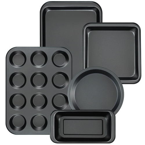 Baking Pans Nonstick Set, 5-Piece Bakeware Sets with Round/Square Cake Pan, Muffin Pan, Loaf Pan, Roast Pan, Baking Sheets for Oven, mobzio Kitchen Cookware Sets Baking Supplies Baking Pans Nonstick Set, 5-Piece Bakeware Sets with Round/Square Cake Pan, Muffin Pan, Loaf Pan, Roast Pan, Baking Sheets for Oven, mobzio Kitchen Cookware Sets Baking Supplies