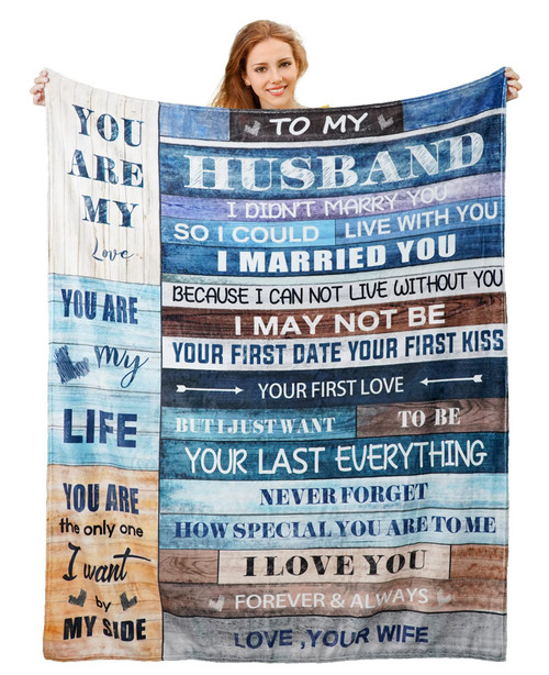 to My Husband Micro Fleece Blanket Husband Birthday Gifts from Wife Romantic Present Super Soft Microfiber Valentines Day Flannel Throw Blankets for Bedding Sofa and Travel (60"x50")