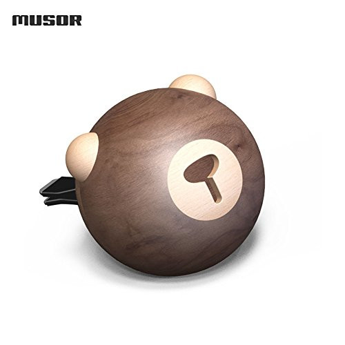 Musor Wooden Car Fragrance Diffuser Vent Clip, Car Air Freshener Aromatherapy Essential Oil Diffuser, Aromatherapy Air Purifier, Remove Smoke and Bad Odors (Bear)