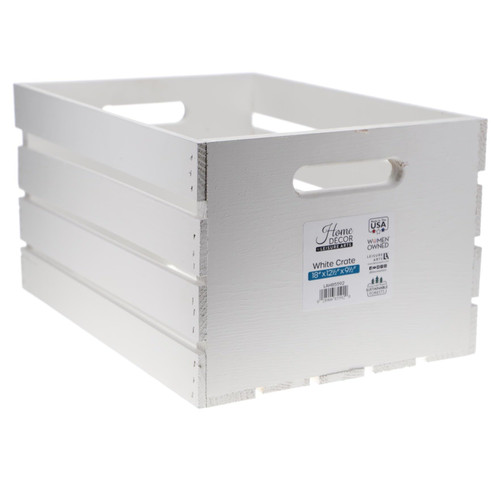 LEISURE ARTS Good Wood Wooden Crate, wood crate white, wood crates for display, wood crates for storage, wooden crates white finish, 18" x 12.5" x 9.5"