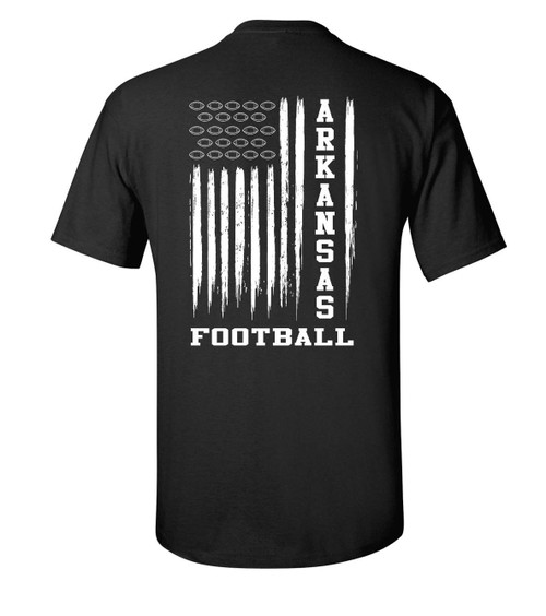 Arkansas Flag Football USA White Patriotic American Flag Unisex Short Sleeve T-Shirt-Black-Large Arkansas Flag Football USA White Patriotic American Flag Unisex Short Sleeve T-Shirt-Black-Large
