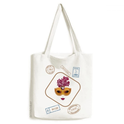 Feninity Head Happy Carnival Of Venice Stamp Shopping Ecofriendly Storage Canvas Tote Bag Feninity Head Happy Carnival Of Venice Stamp Shopping Ecofriendly Storage Canvas Tote Bag