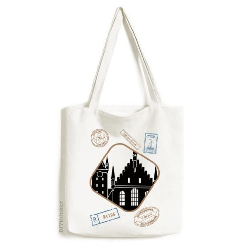 Germany Cologne Cathedral Landmark Stamp Shopping Ecofriendly Storage Canvas Tote Bag
