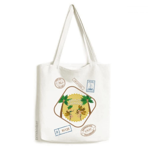Hula Brazil Carnival Slogan Brazil Stamp Shopping Ecofriendly Storage Canvas Tote Bag Hula Brazil Carnival Slogan Brazil Stamp Shopping Ecofriendly Storage Canvas Tote Bag