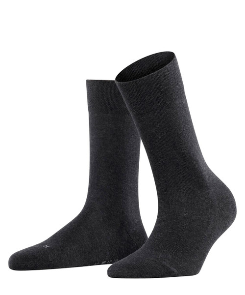 FALKE Women's Sensitive London Socks, Cotton, Grey (Anthracite Melange 3080), 5-7.5, 1 Pair