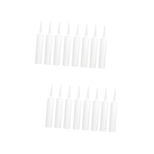 DOITOOL 16 Pcs Empty Plastic Bottle Reusable Empty Caulk Tube Plastic Caulk Tubes Refillable Rubber Sealant Tube Glue Applicator Silicone Caulk Sealant Caulking Tube Universal Piston