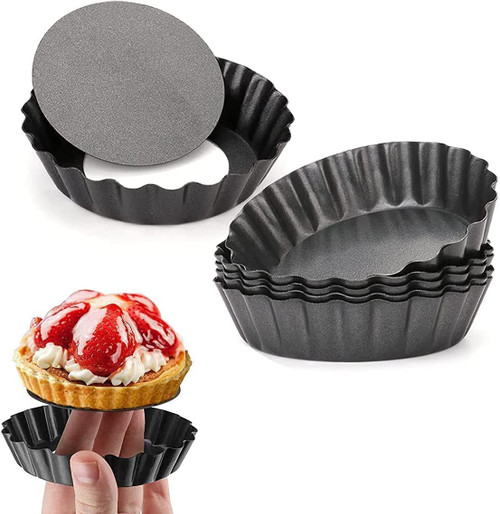 Faym 12 Pcs Egg Tart Molds, 3inch Tart Pans Removable Bottom, Cupcake Cake Muffin Tin Pan Baking Tool