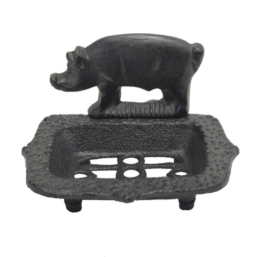 Treasure Gurus Rustic Cast Iron Pig Bathroom Kitchen Sink Soap Bar Dish Holder Tray Vintage Metal Farmhouse Decor