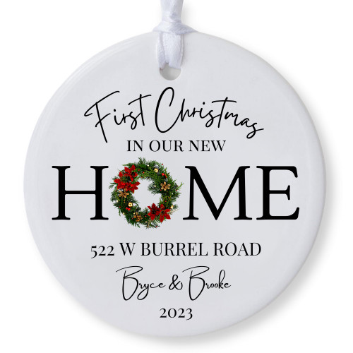 2023 Personalized First Christmas in Our New Home Address Ornament, Custom House Address Christmas Ornament, Couples New Home Ornament, Realtor Client (Design B)