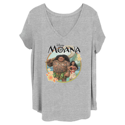 Disney Women's Moana Junior's Plus Short Sleeve Tee Shirt, Heather Grey, 2X Disney Women's Moana Junior's Plus Short Sleeve Tee Shirt, Heather Grey, 2X