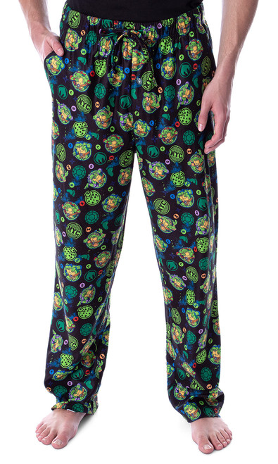 Nickelodeon Men's Teenage Mutant Ninja Turtles TMNT Allover Character Themed Loungewear Pajama Pants (Large)