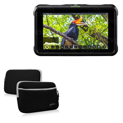 BoxWave Case Compatible with Atomos Shinobi - SoftSuit with Pocket, Soft Pouch Neoprene Cover Sleeve Zipper Pocket for Atomos Shinobi, Atomos Shinobi | Shinobi SDI | Ninja V - Jet Black